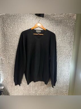 Glen Royal Fine Cashmere Sweater Black Men's XXL V-Neck Black Preppy Academia